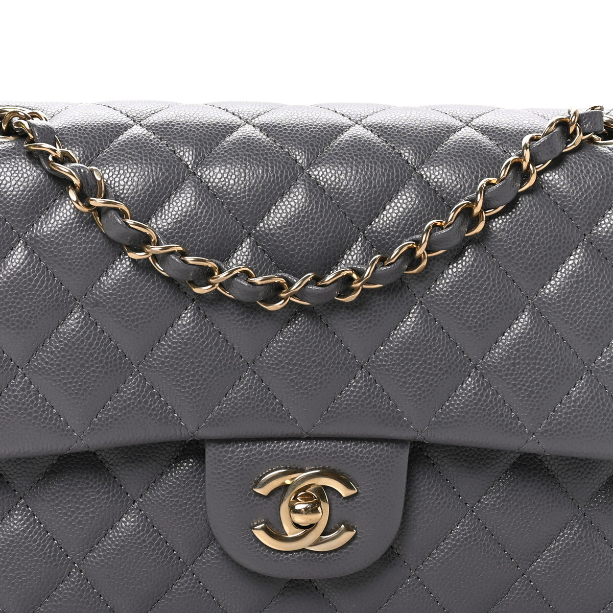 Chanel Caviar Quilted Medium Double Flap Dark Grey 8 of 10