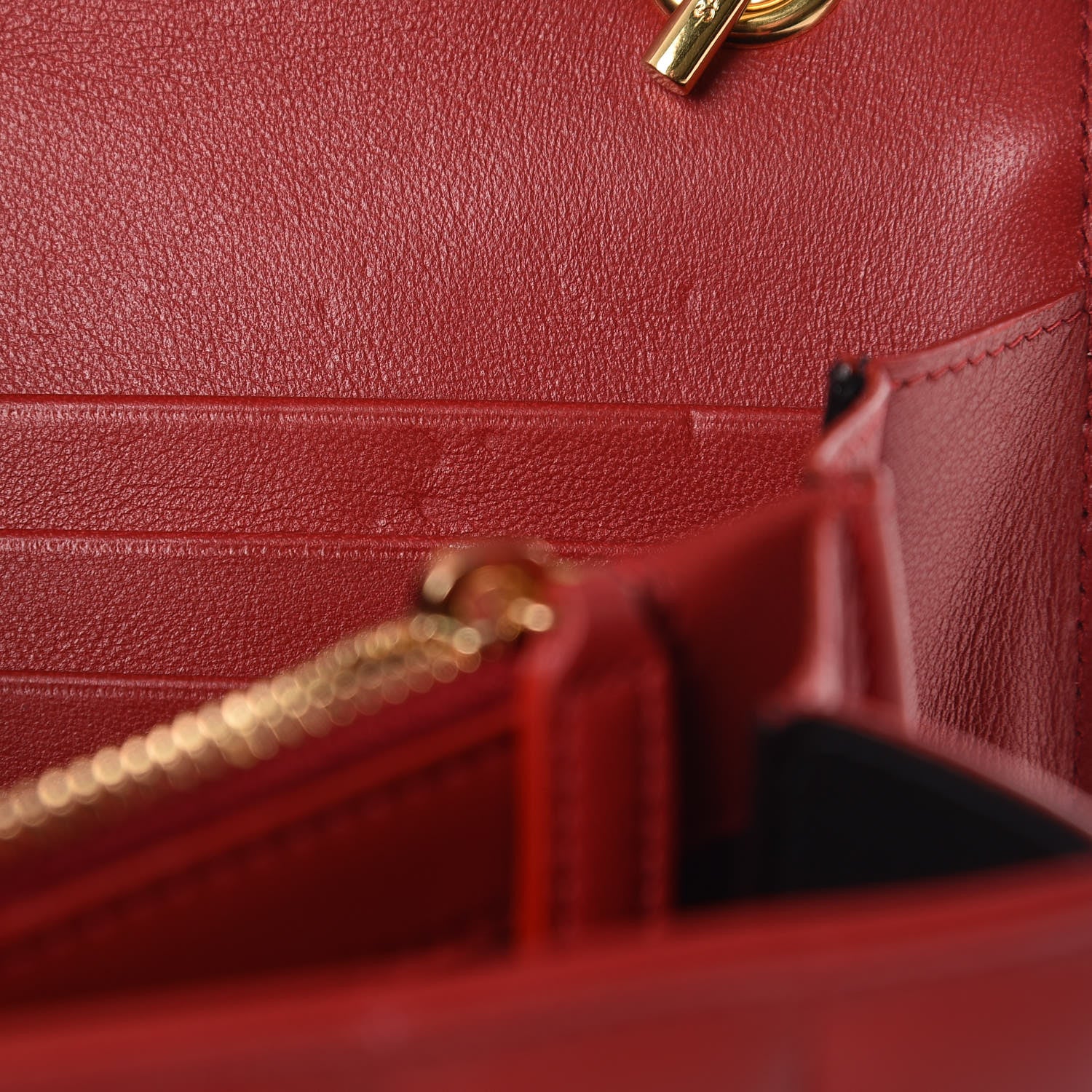 Saint Laurent Lambskin Matelasse Monogram Vicky Chain Wallet Rouge Eros 8 of 11