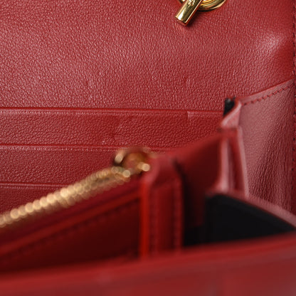 Saint Laurent Lambskin Matelasse Monogram Vicky Chain Wallet Rouge Eros 8 of 11