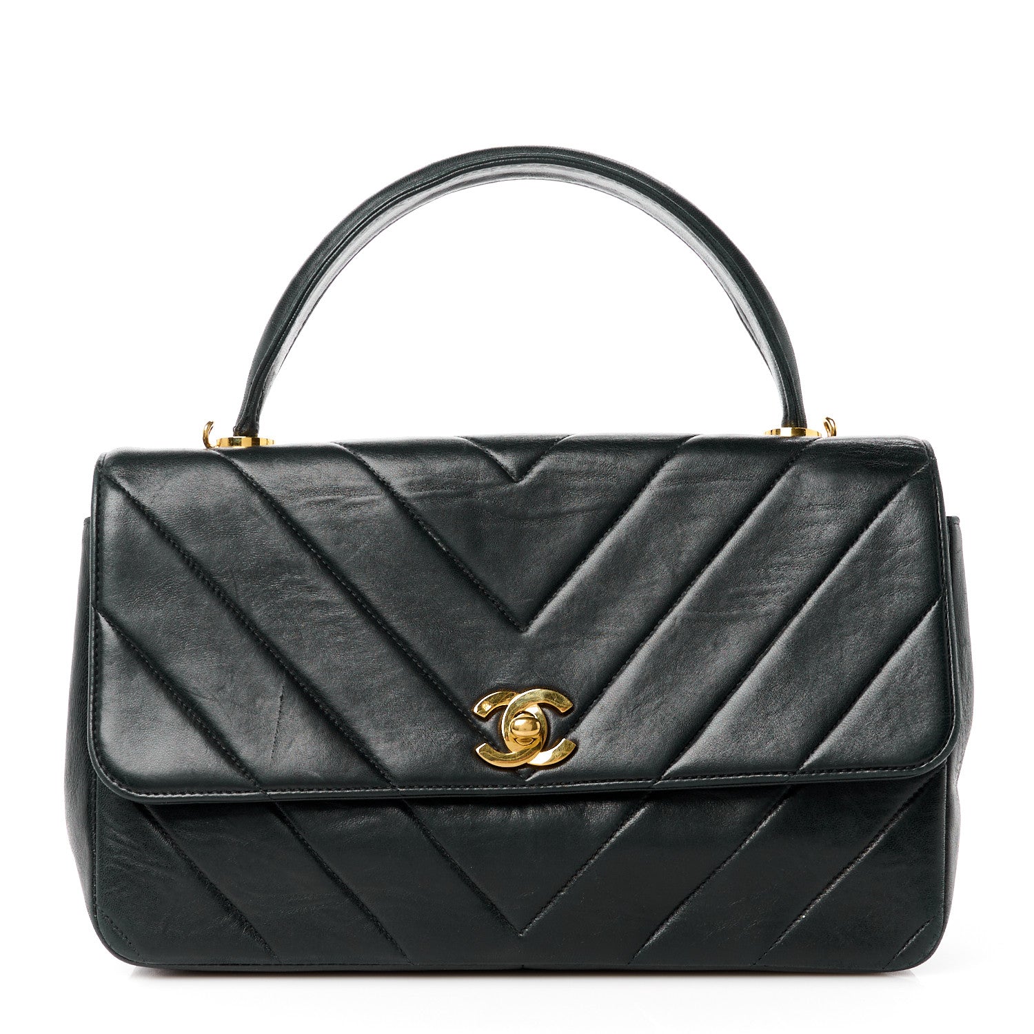Chanel Lambskin Chevron Quilted Mini Kelly Flap Black 1 of 16