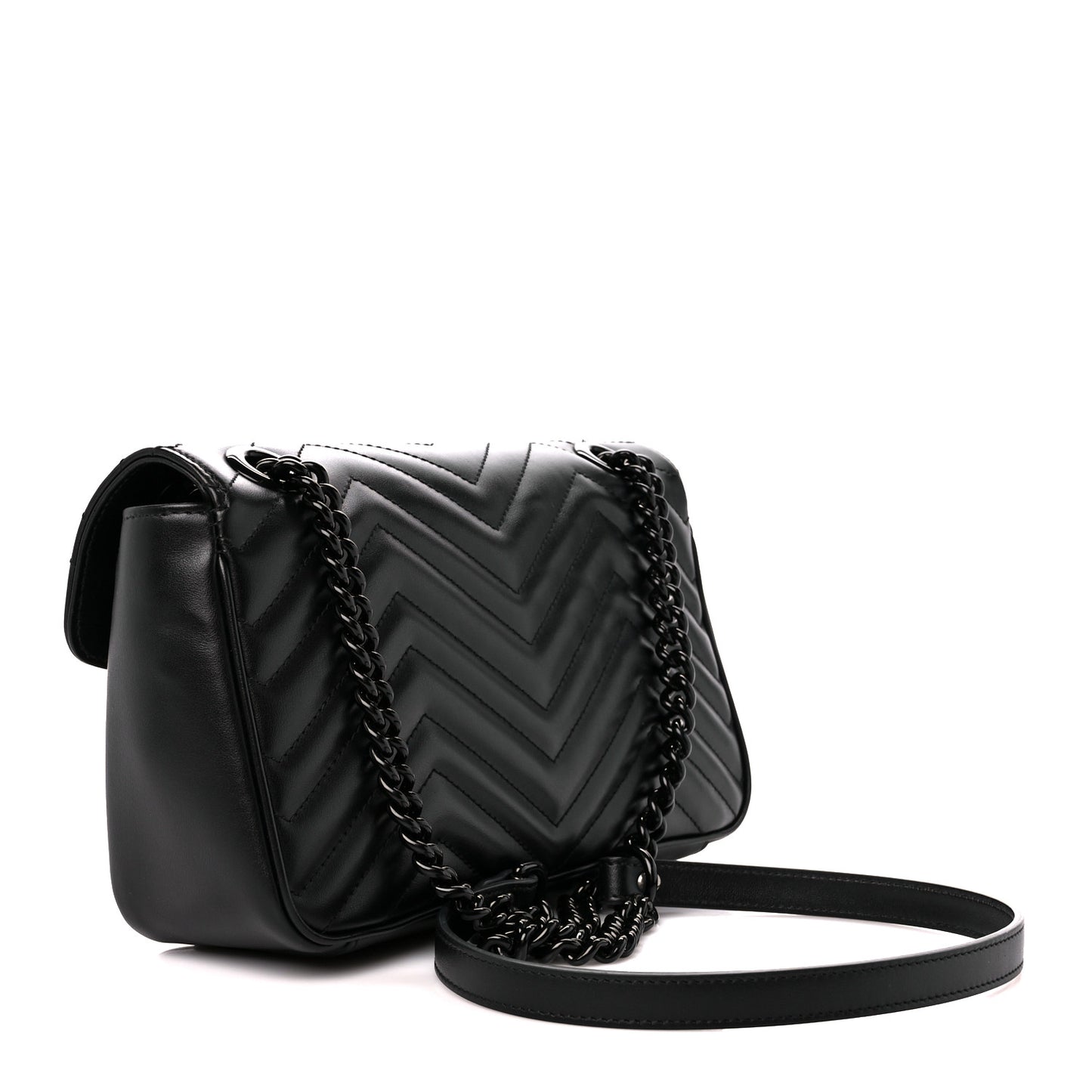 Calfskin Matelasse Monochrome Small GG Marmont Shoulder Bag Black