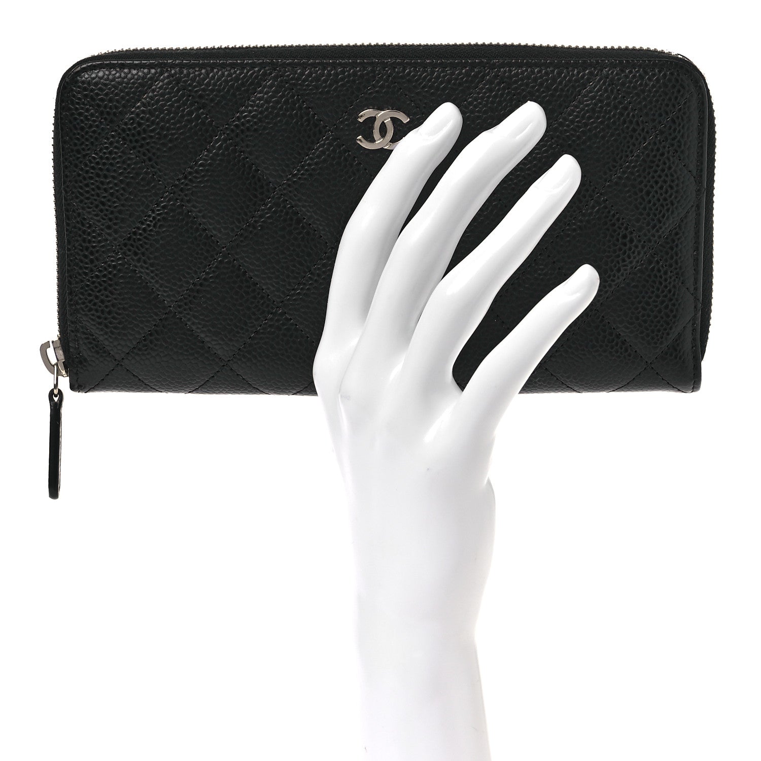 Chanel Caviar Quilted Large Gusset Zip Around Wallet Black 2 of 11