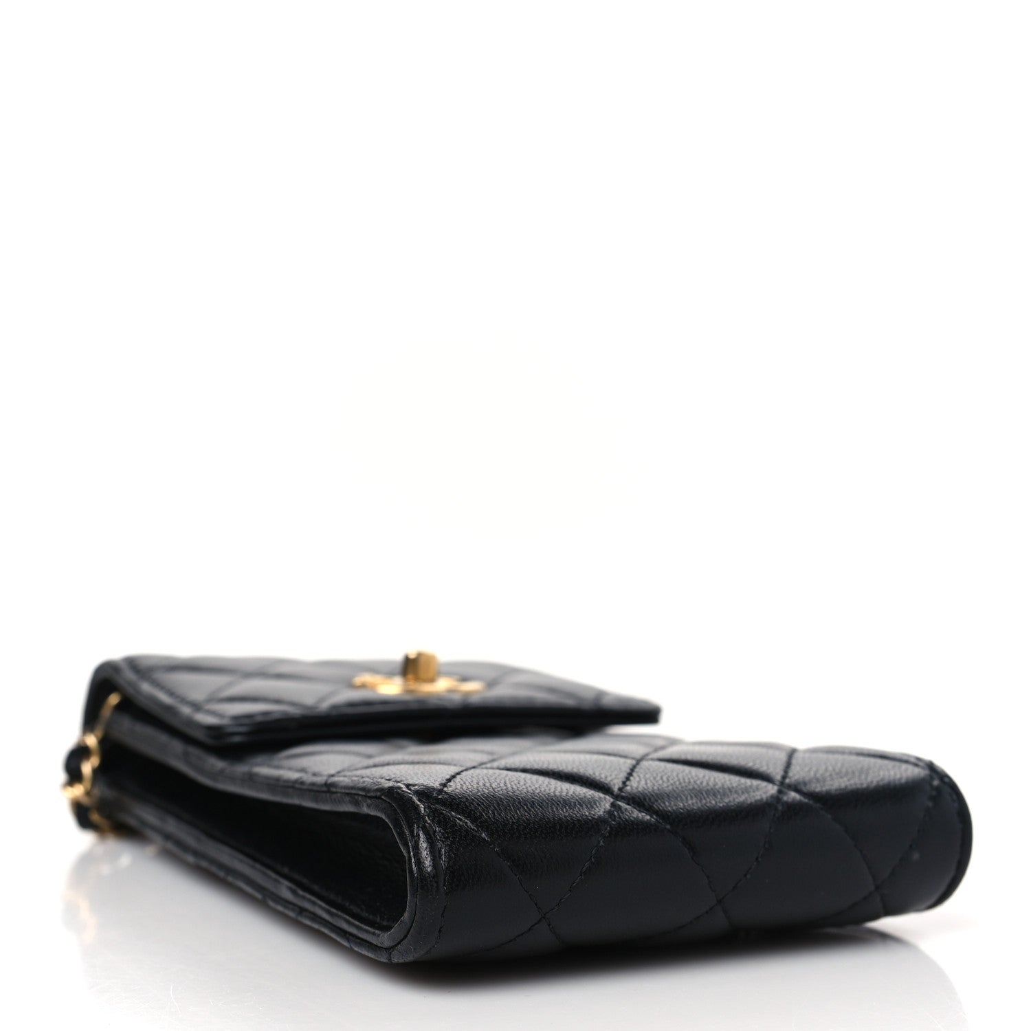 Chanel Lambskin Quilted Pearl Crush Phone Holder With Chain Black 5 of 11