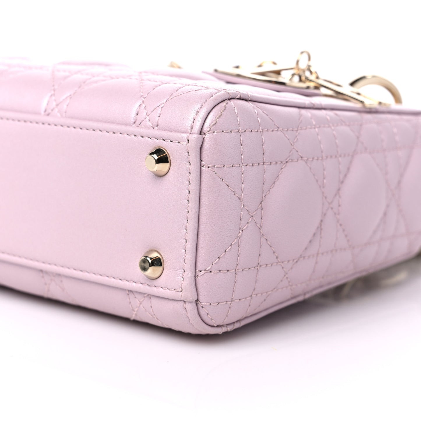 Metallic Lambskin Cannage Mini Lady Dior Lotus