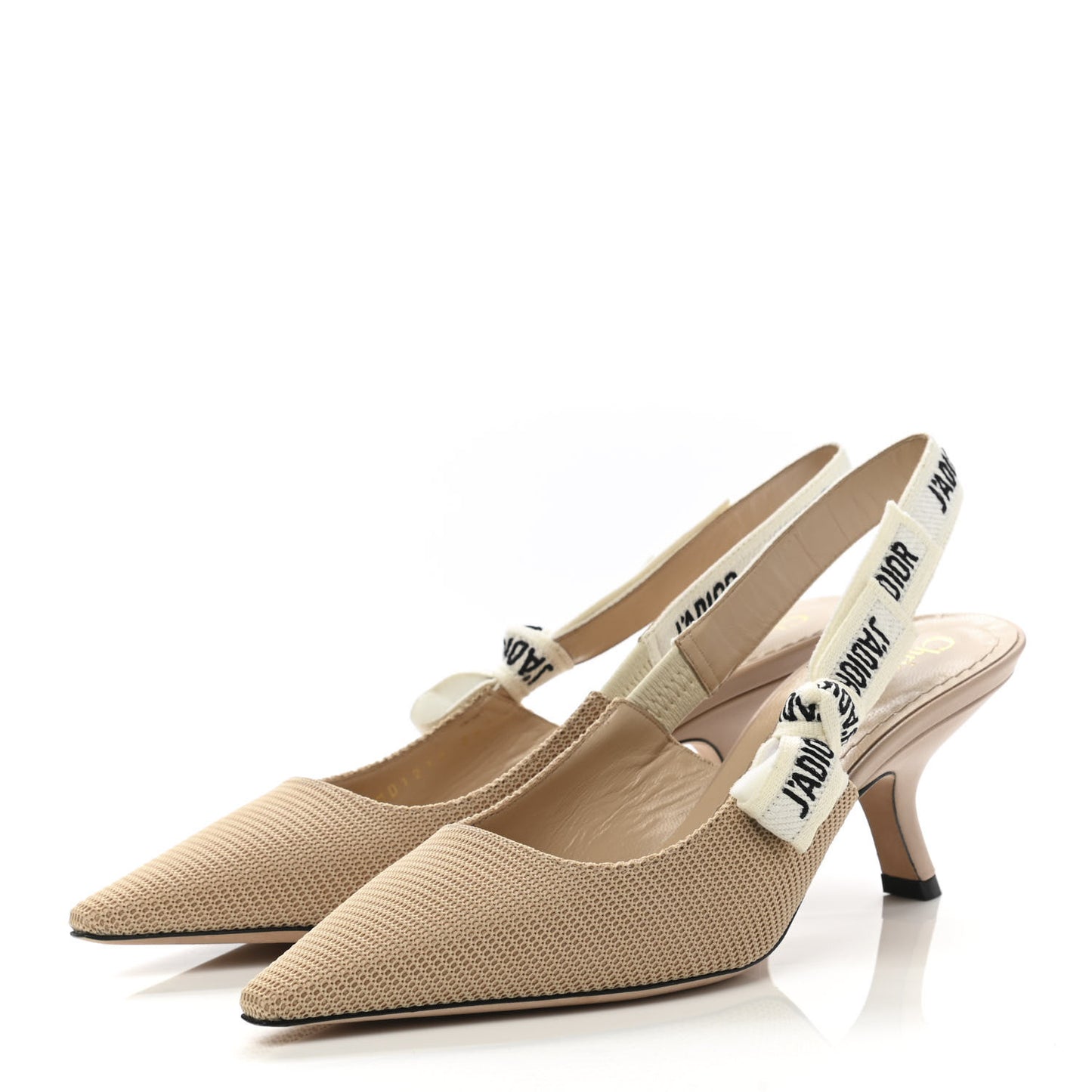 Technical Canvas Ribbon J Adior Slingback 65mm Pumps 36.5 Powder Nude