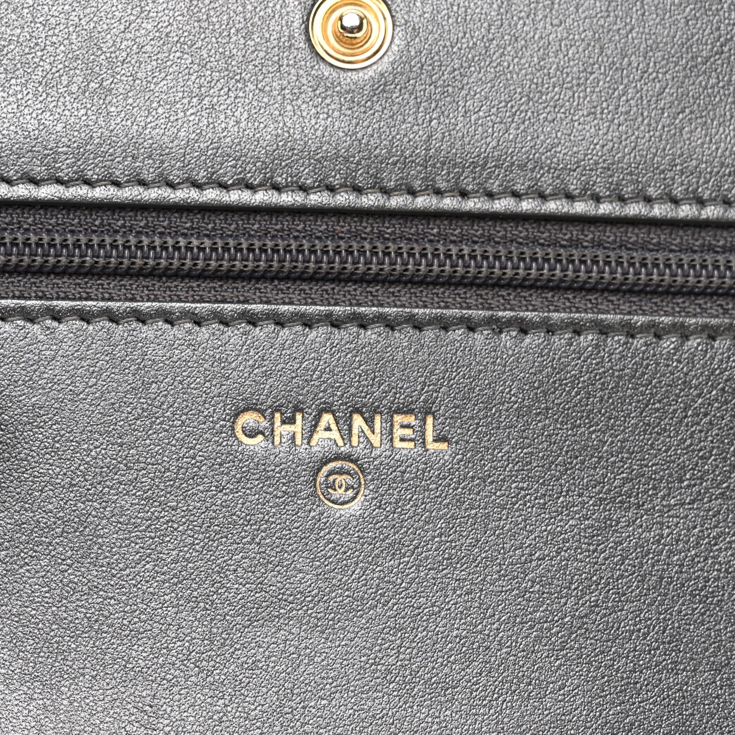 Chanel Iridescent Calfskin Velvet Stripe Wallet On Chain WOC Charcoal 7 of 12
