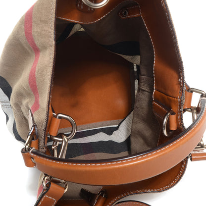 Burberry Canvas Mega Check Medium Susanna Hobo Saddle Brown 5 of 9