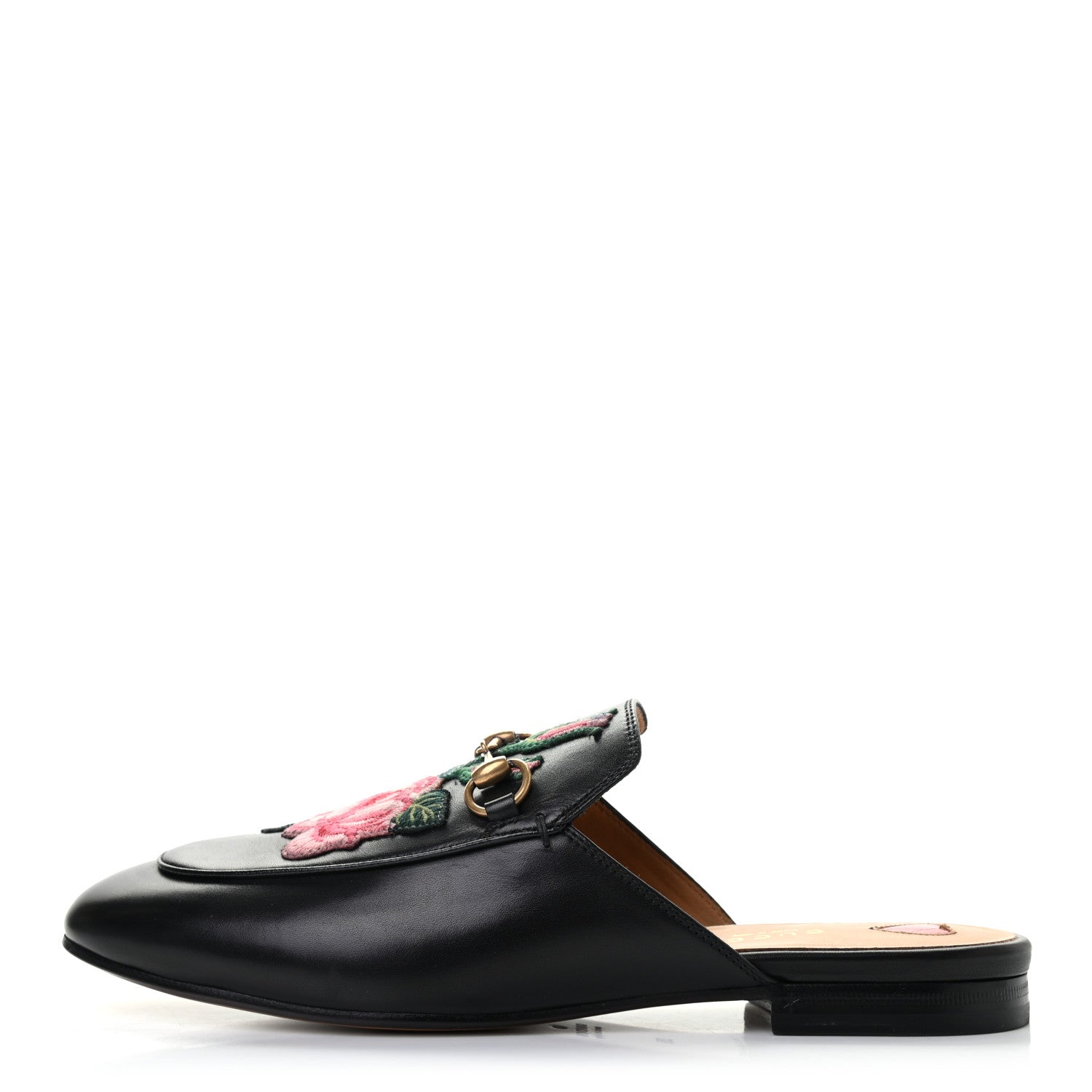 Gucci Calfskin Flower Embroidered Princetown Slippers 39 Black 1 of 8
