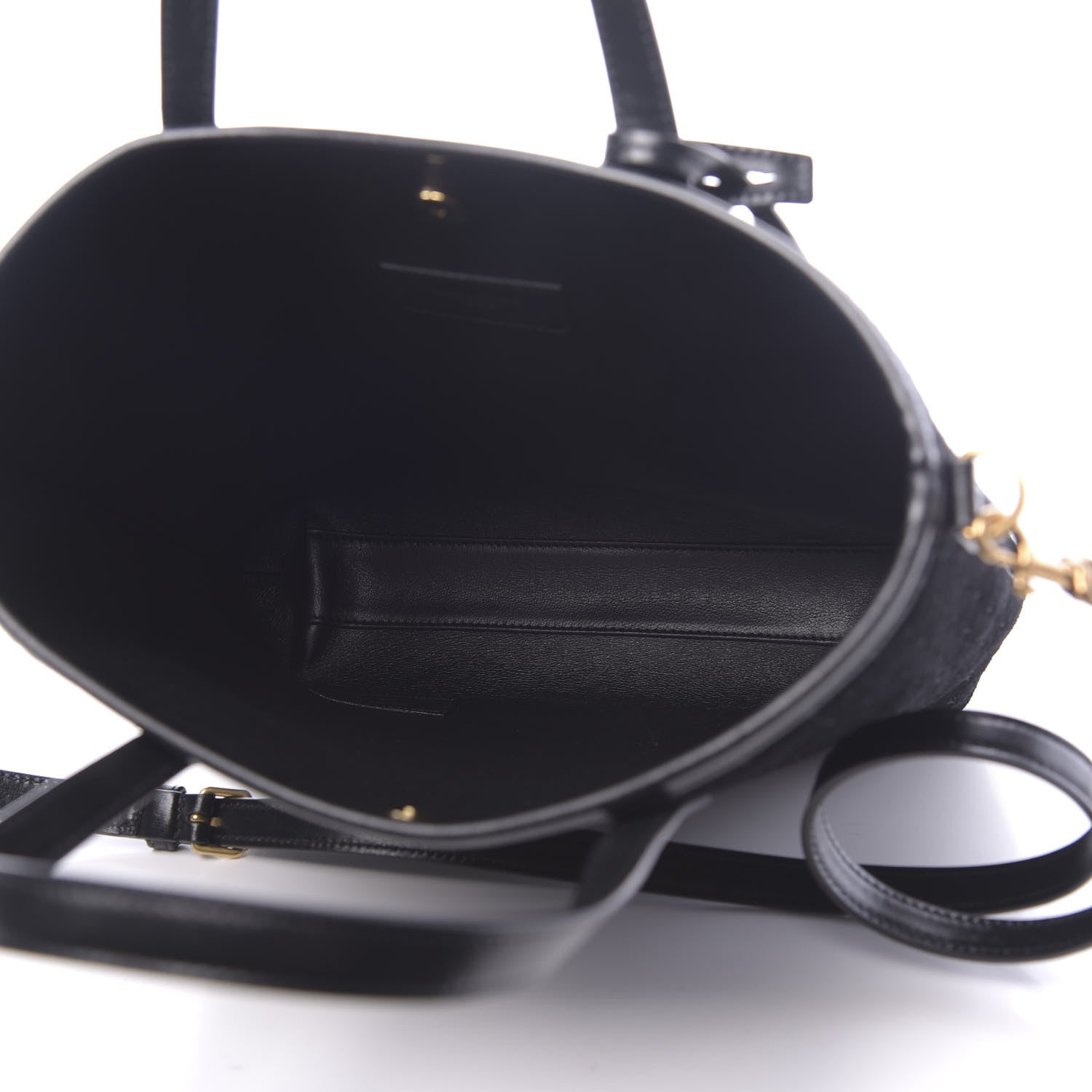 Saint Laurent Suede Monogram Embossed Toy Shopping Bag Black 5 of 9