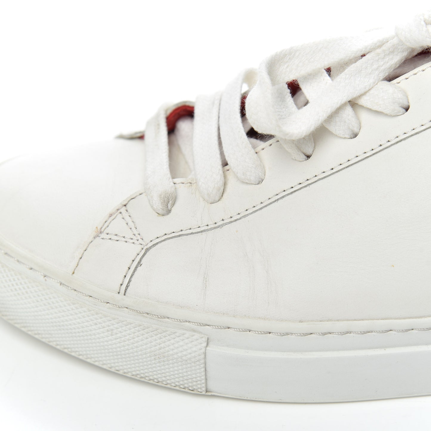 Calfskin Womens Urban Street Sneakers 38 White Red