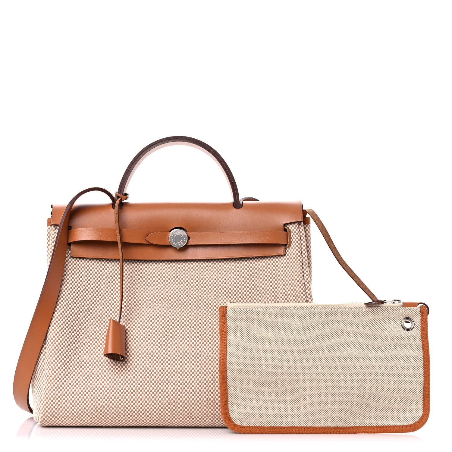 Hermes Vache Hunter Criss Viking Herbag Zip Retourne 31 PM Ecru Beige Naturel 1 of 15