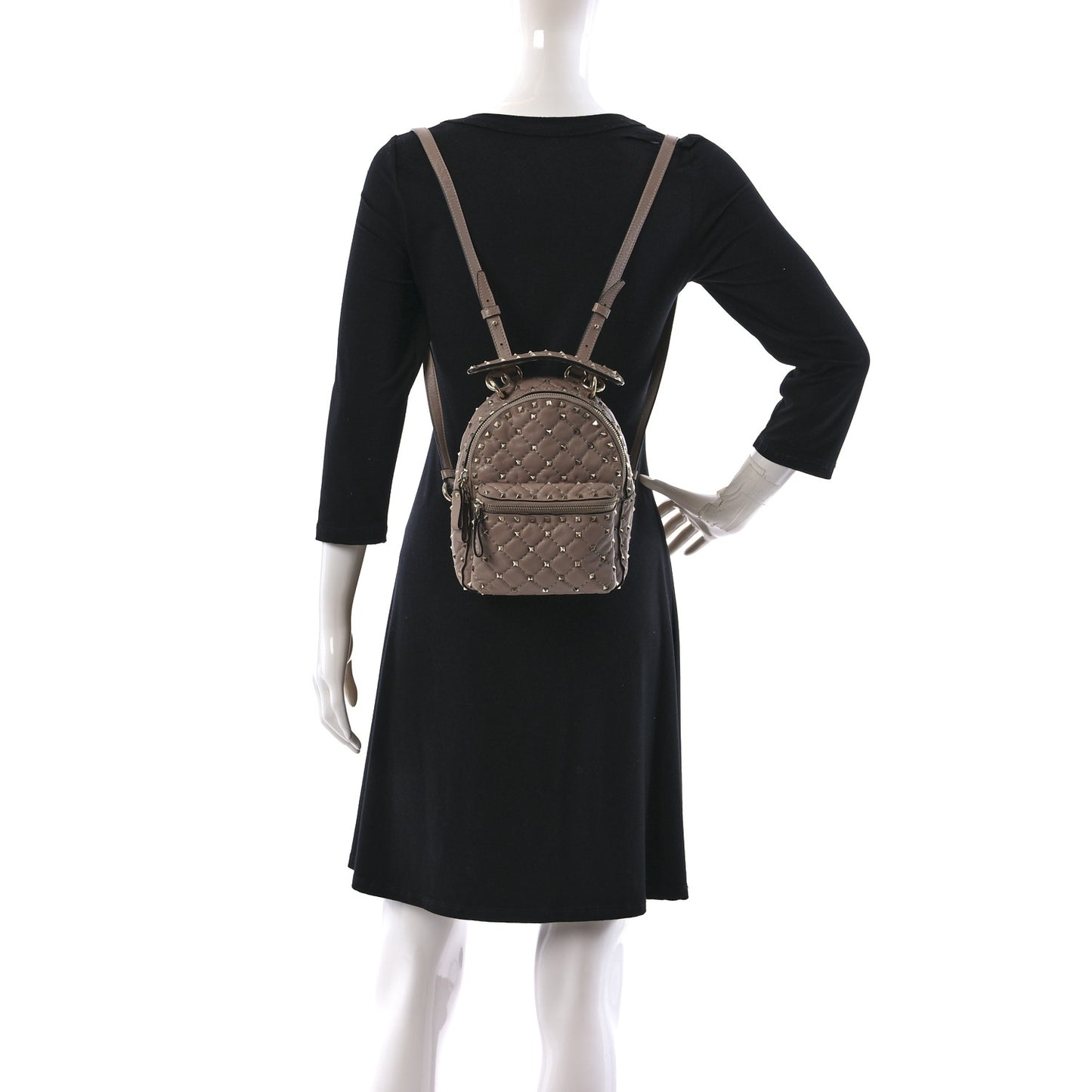 Nappa Quilted Mini Rockstud Spike Backpack Poudre