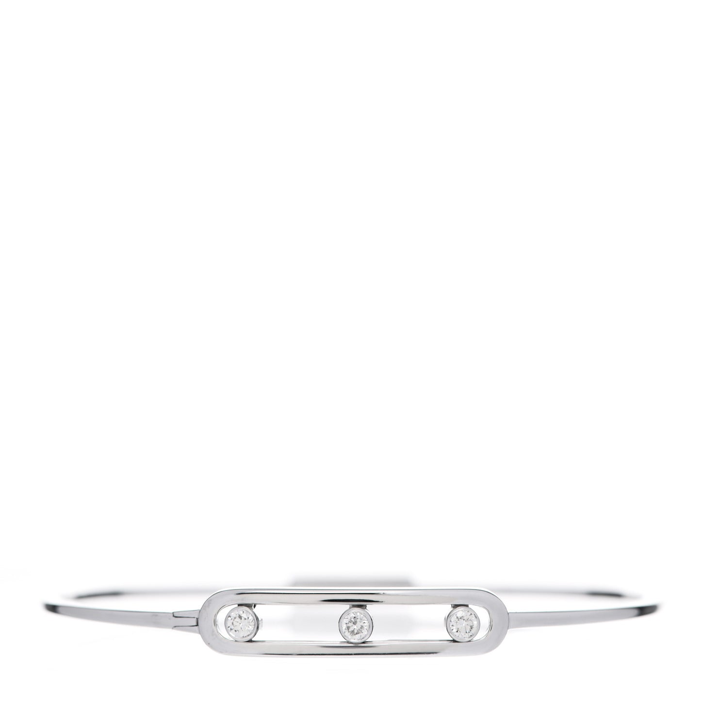 18K White Gold Diamond Thin Move Bangle Bracelet