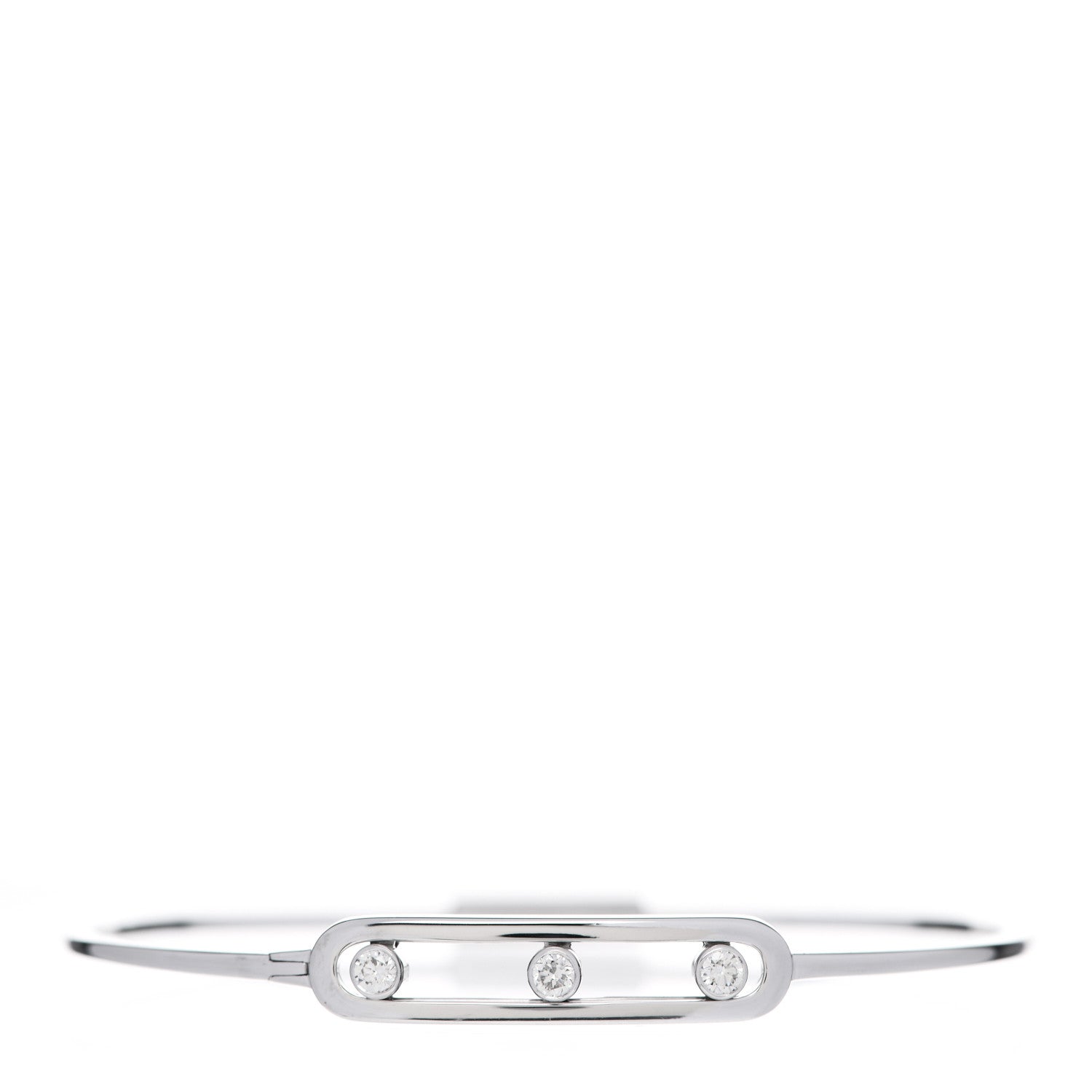 Messika 18K White Gold Diamond Thin Move Bangle Bracelet 1 of 6