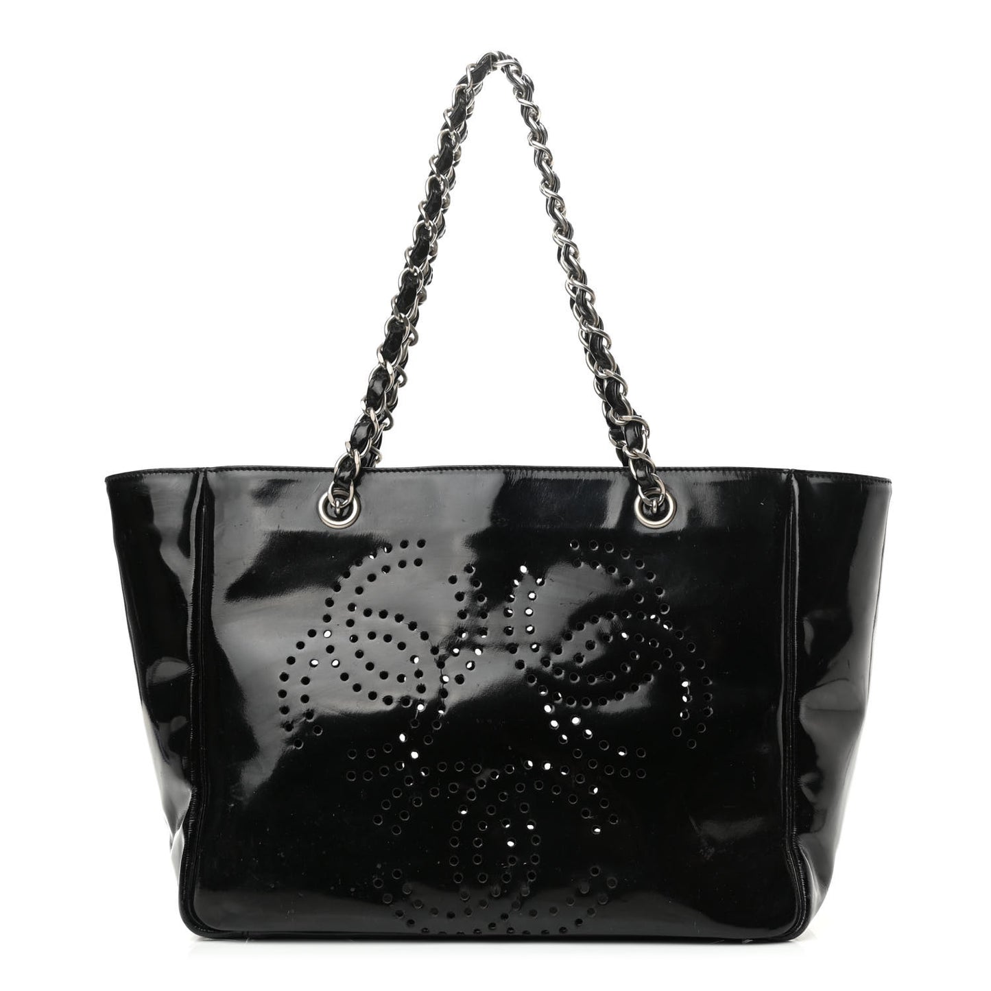 Patent Perforated CC Tote Black