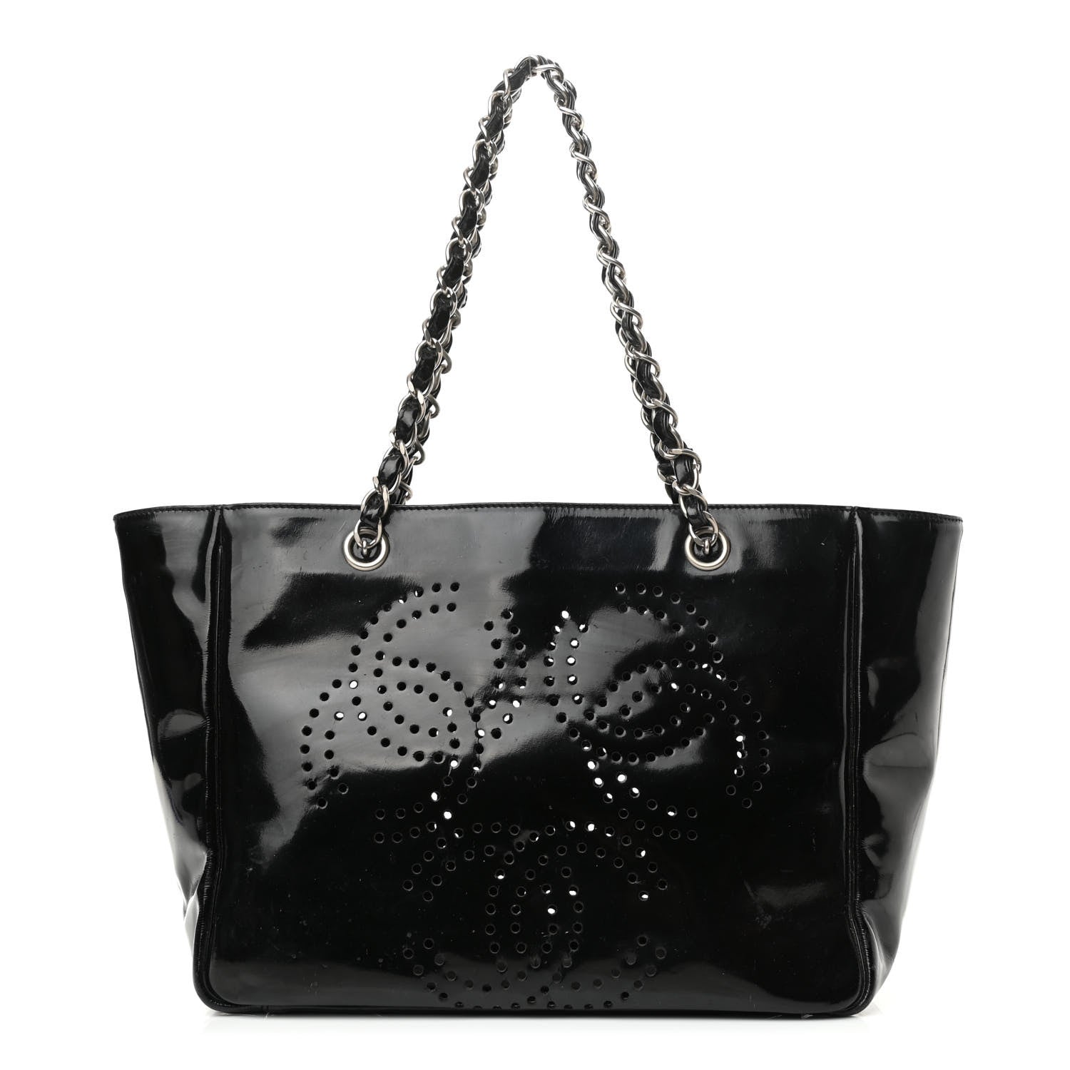 Chanel Patent Perforated CC Tote Black 1 of 11