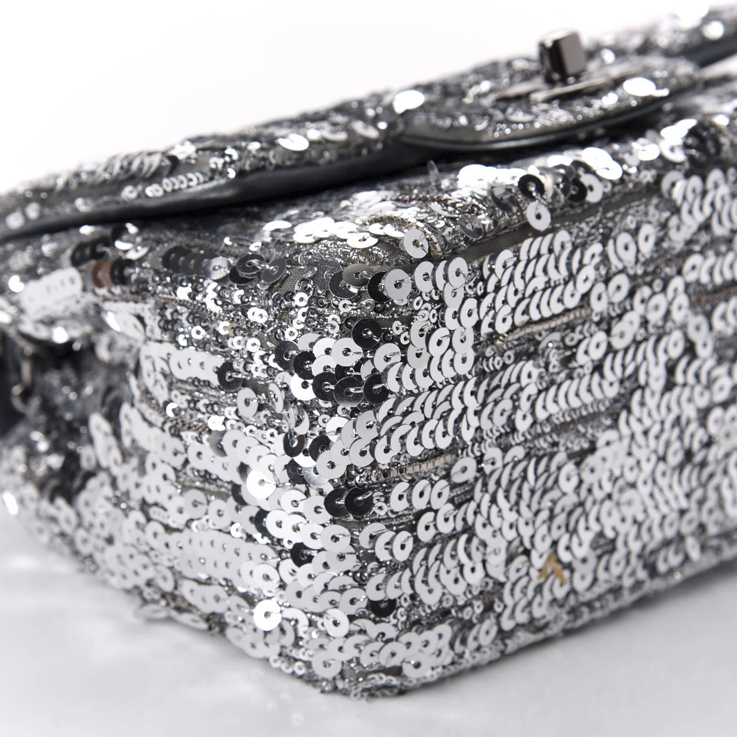 Chanel Sequin Mini Square Flap Silver 6 of 10