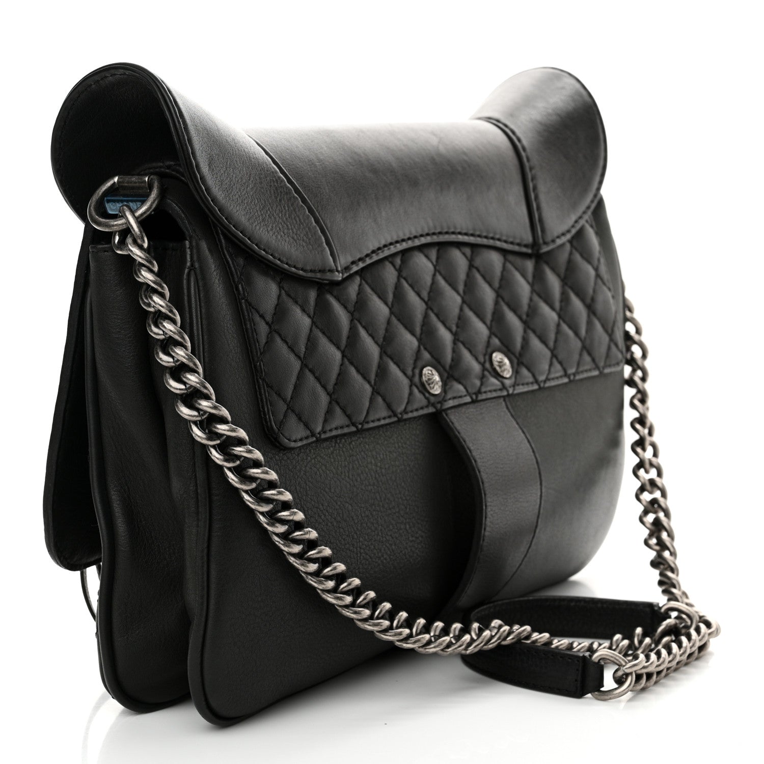 Chanel Calfskin Quilted Dallas Saddle Bag Black 3 of 12