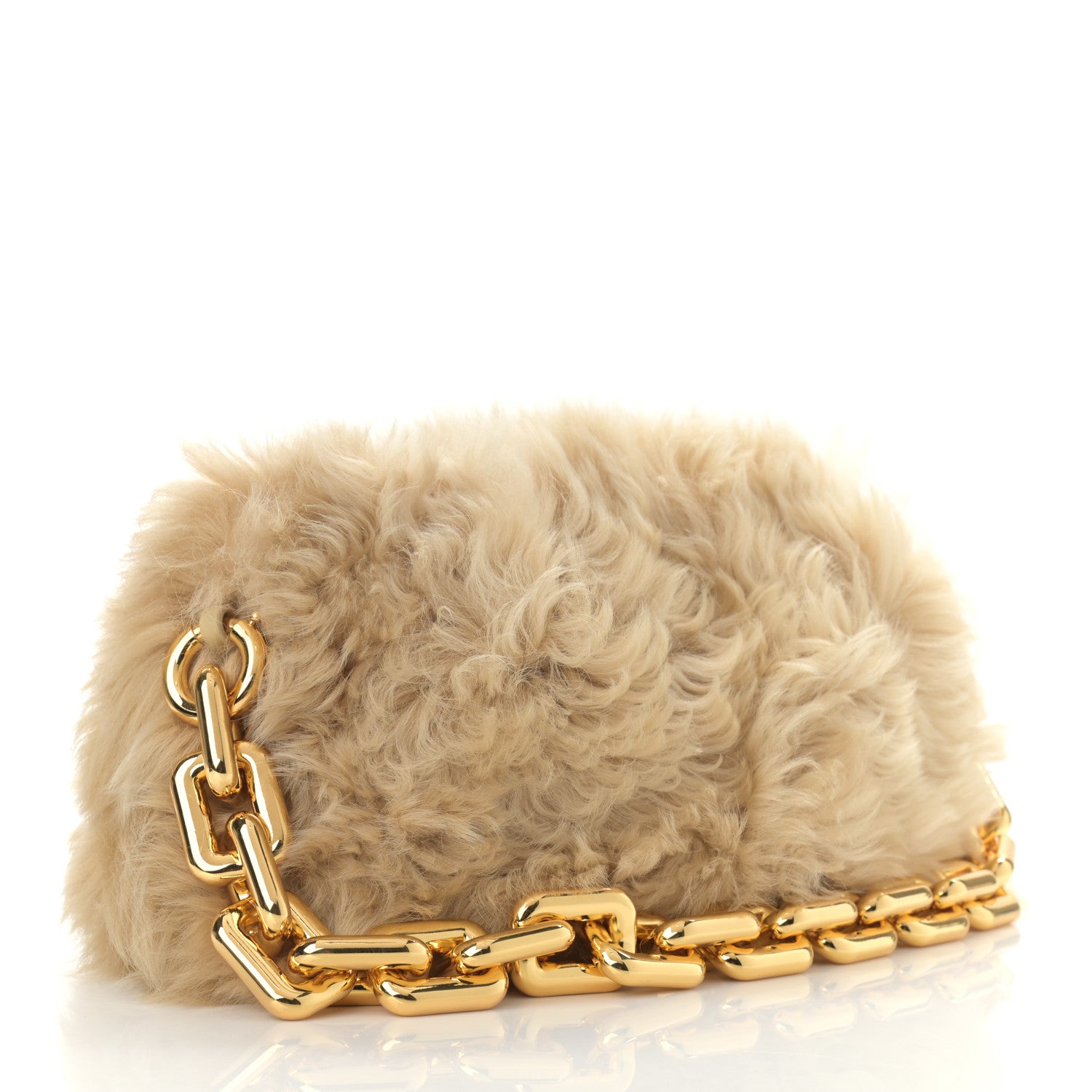 Bottega Veneta Shearling Lambskin The Pouch Chain Porridge 3 of 10