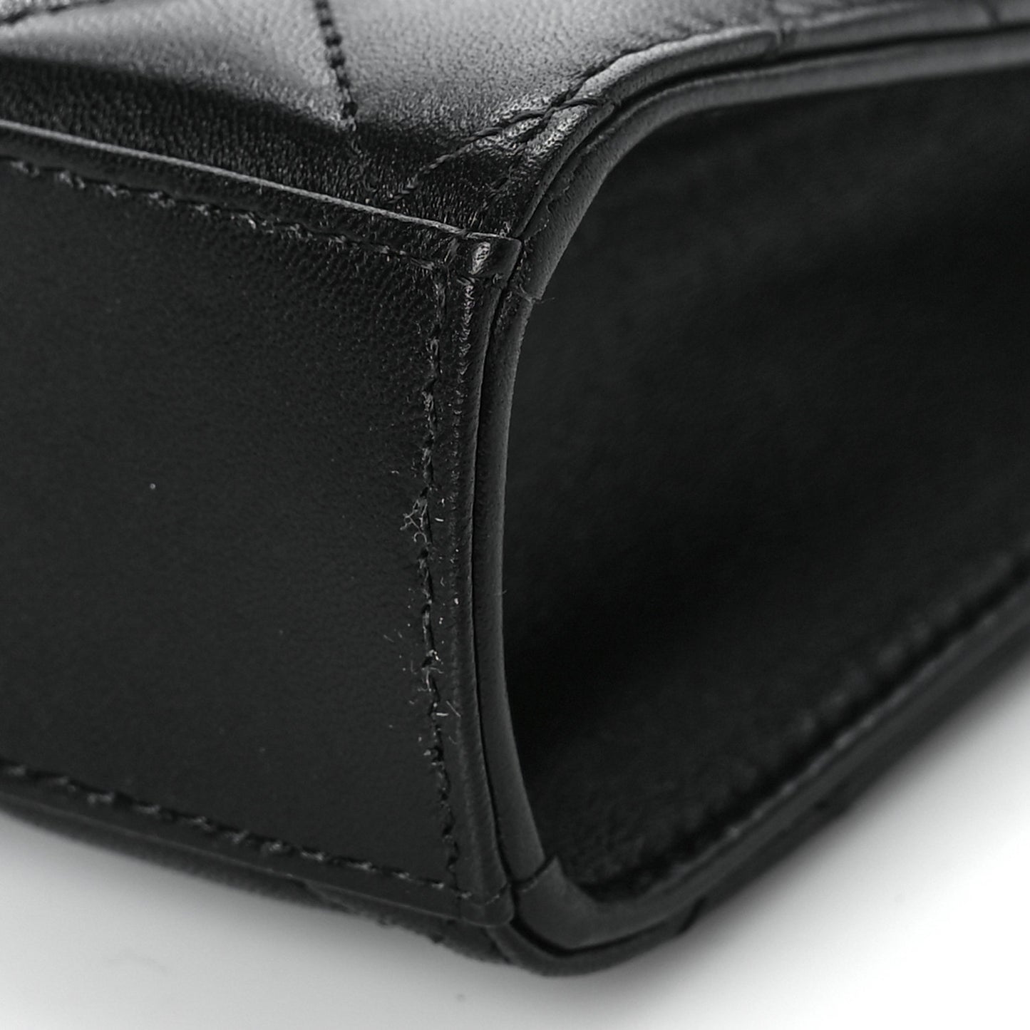 Lambskin Quilted Top Handle Flap Clutch With Chain Black