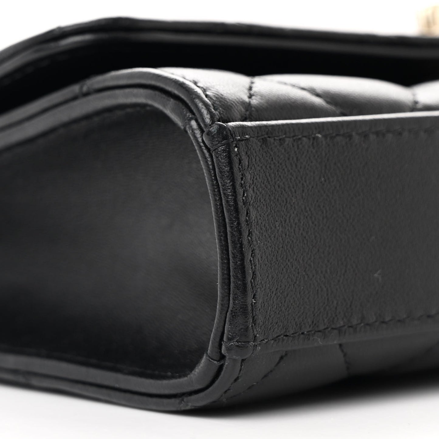 Lambskin Quilted Trendy CC Flap Phone Holder With Chain Black