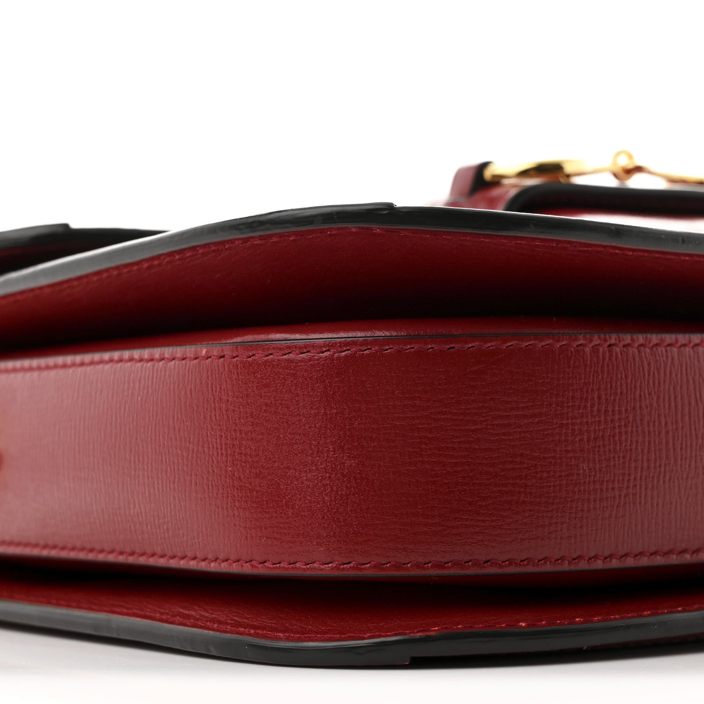 GG Supreme Monogram Azalea Calfskin Horsebit 1955 Shoulder Bag Beige Ebony New Cherry Red