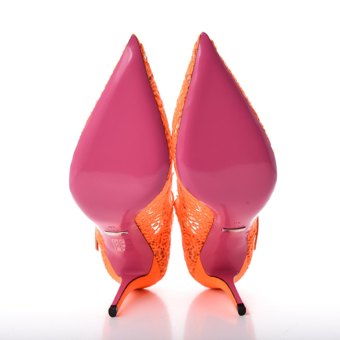 Lace Pizzo Venice Pumps 40 Orange Fluo
