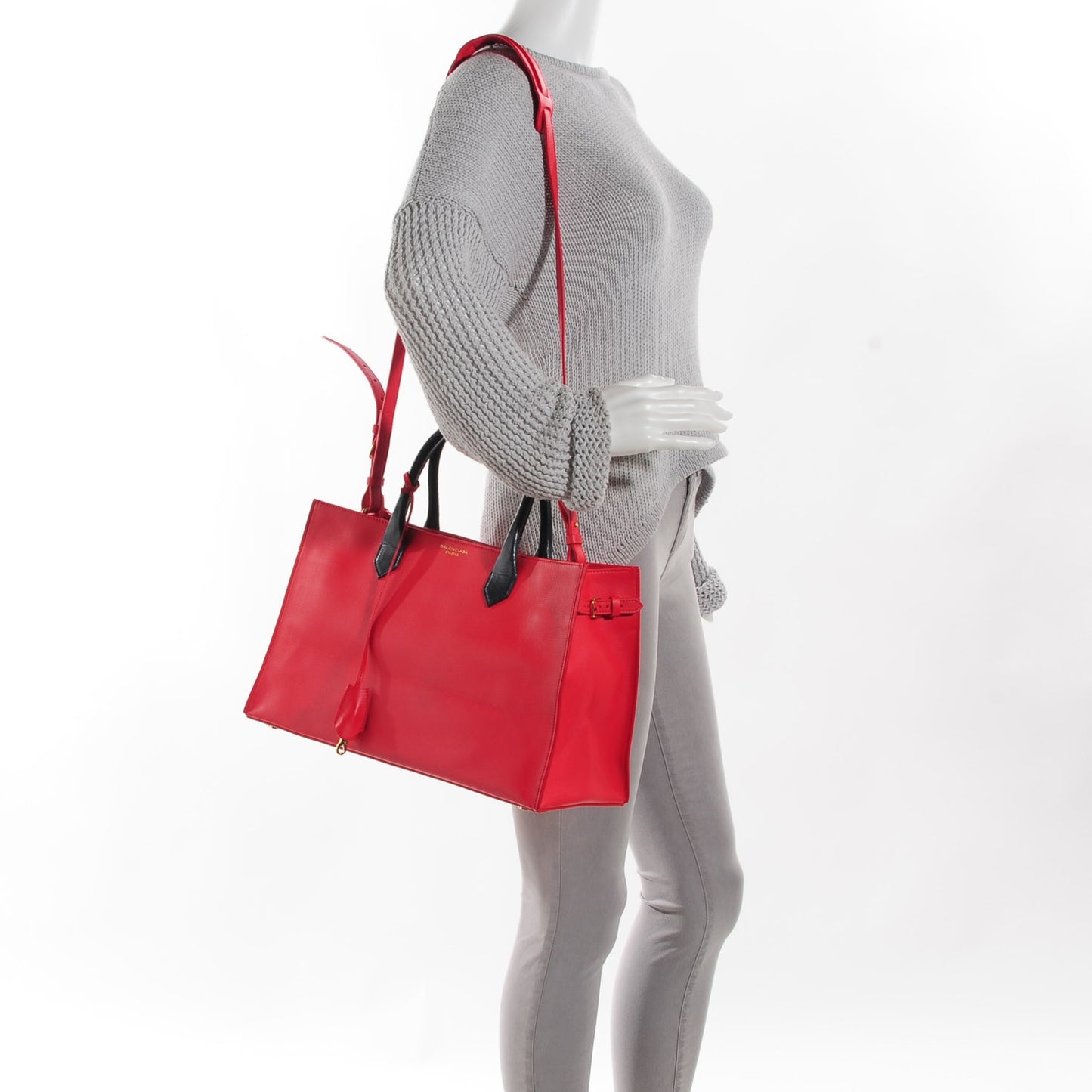 Karung Calfskin Padlock Nude Work S Top Handle Rouge Cherry