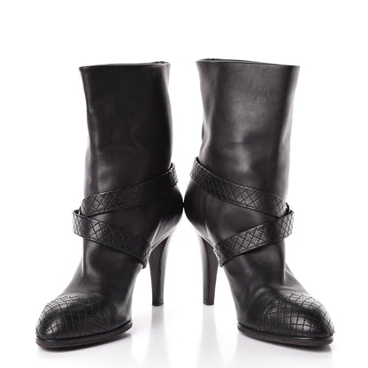Chanel Calfskin Quilted Cap Toe Boots 40.5 Black 5 of 9