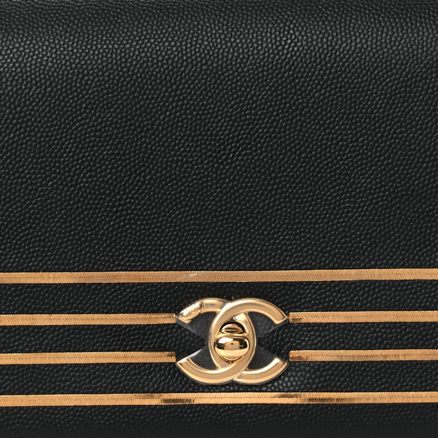 Grained Calfskin Embroidered Captain Gold Belt Bag Black