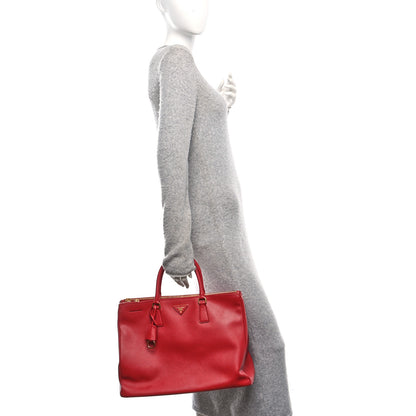 Prada Saffiano Lux Extra Large Galleria Double Zip Tote Fuoco 2 of 9
