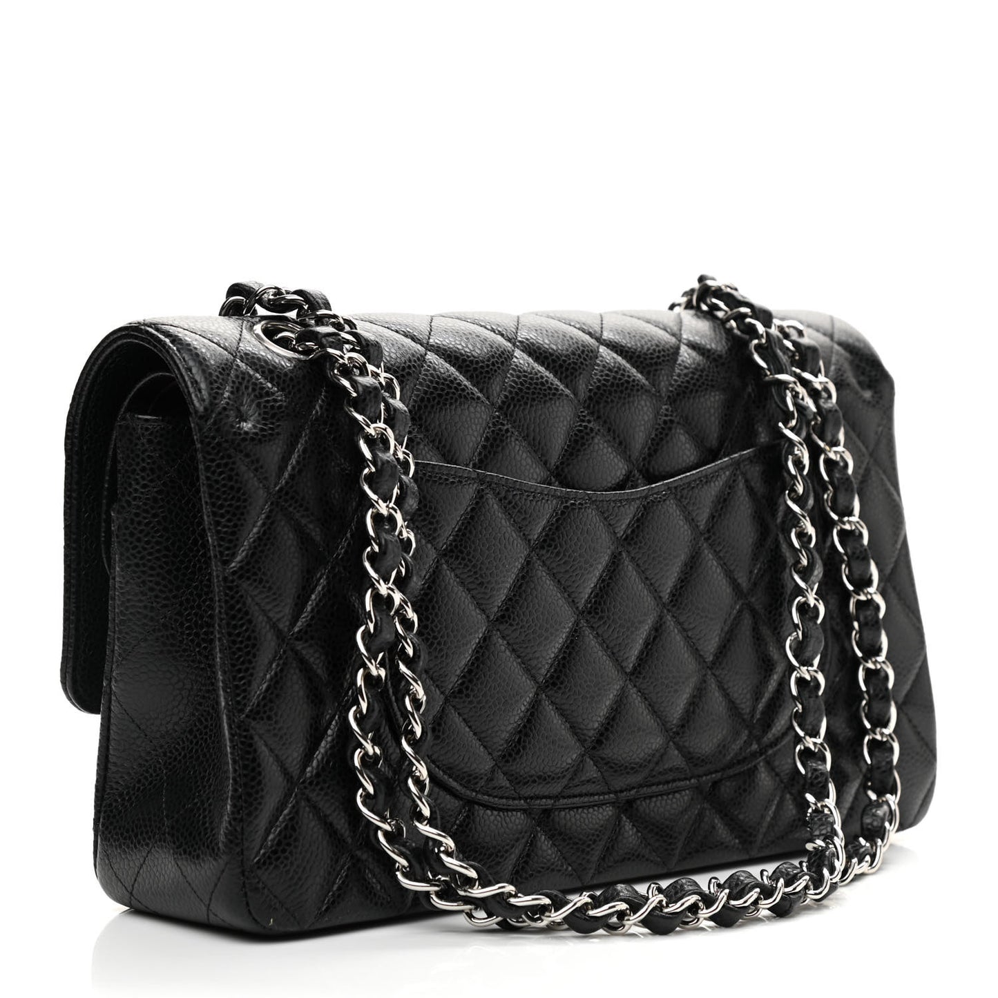 Caviar Quilted Medium Double Flap Black