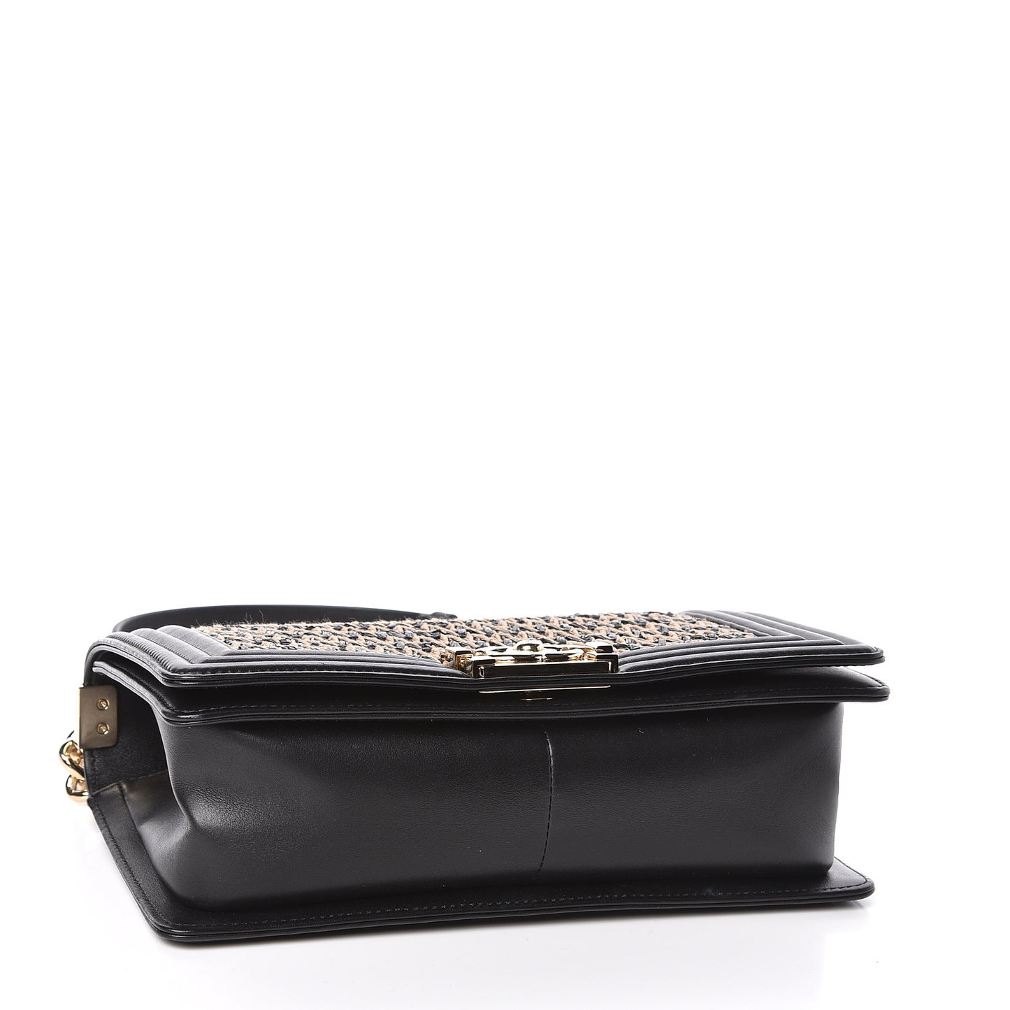 Lambskin Cotton Woven Medium Boy Flap Black