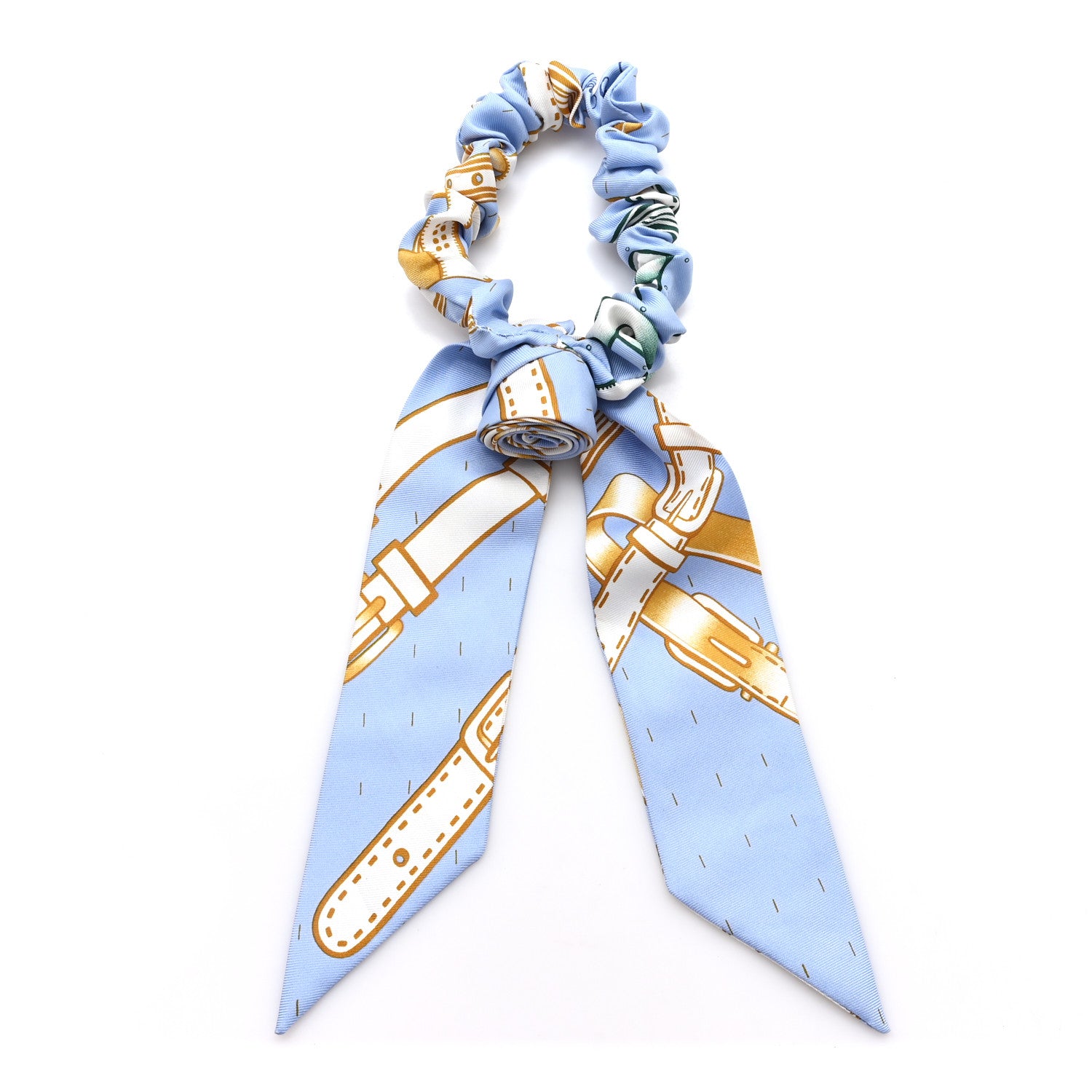 Hermes Silk Blla A L'Ombre Des Chouchou Scrunchie Blue 1 of 3