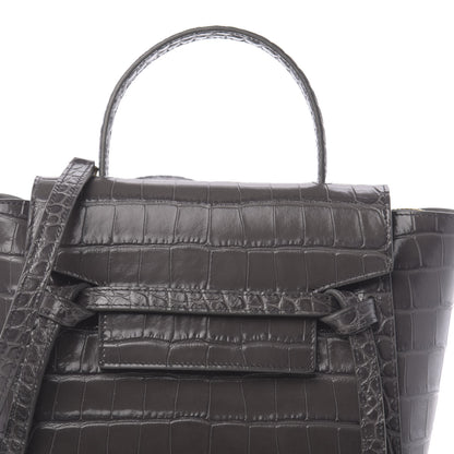 Celine Calfskin Crocodile Embossed Nano Belt Bag Grey 8 of 10