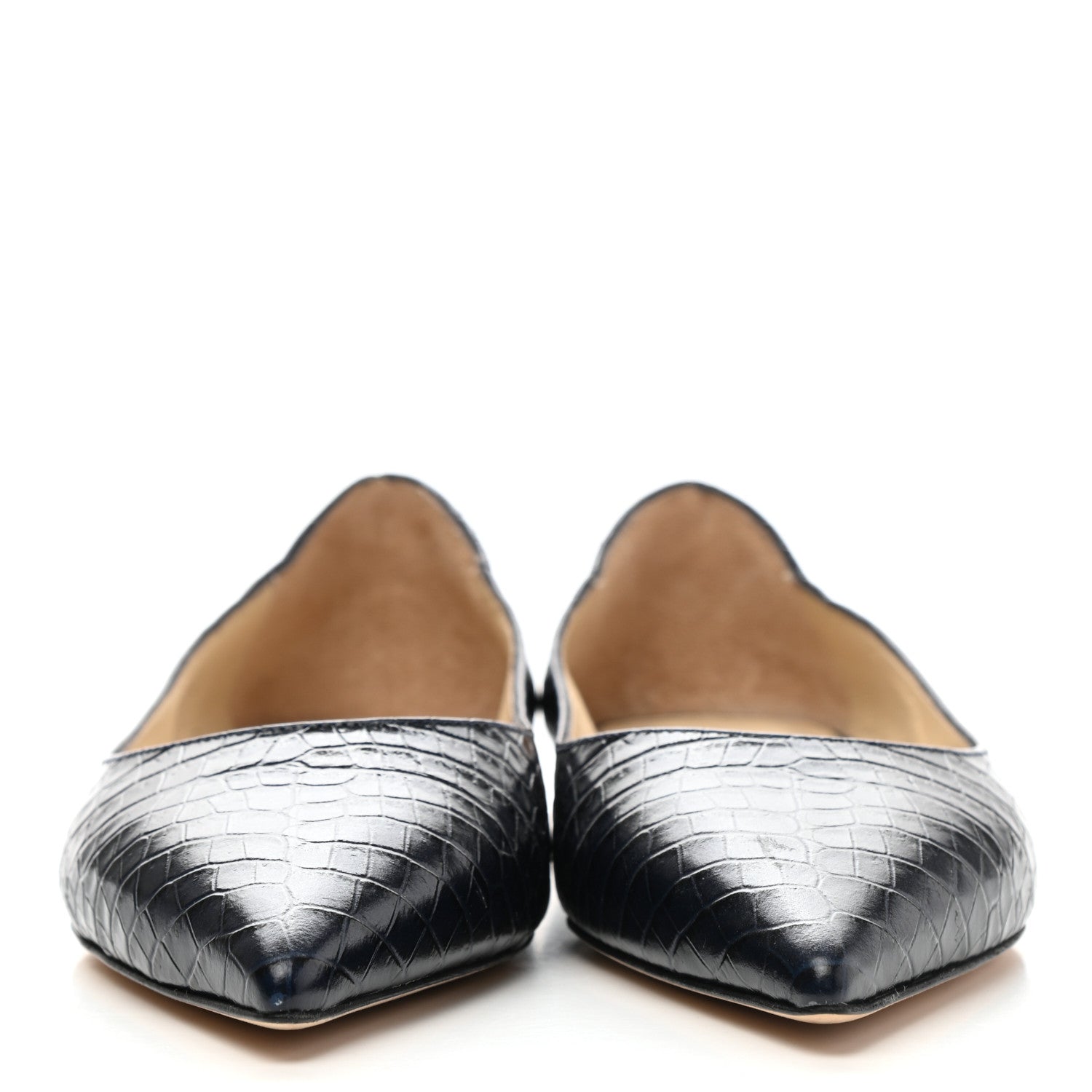 Jimmy Choo Crocodile Embossed Calfskin Mirele Ballet Flat 35 Navy Blue 2 of 7