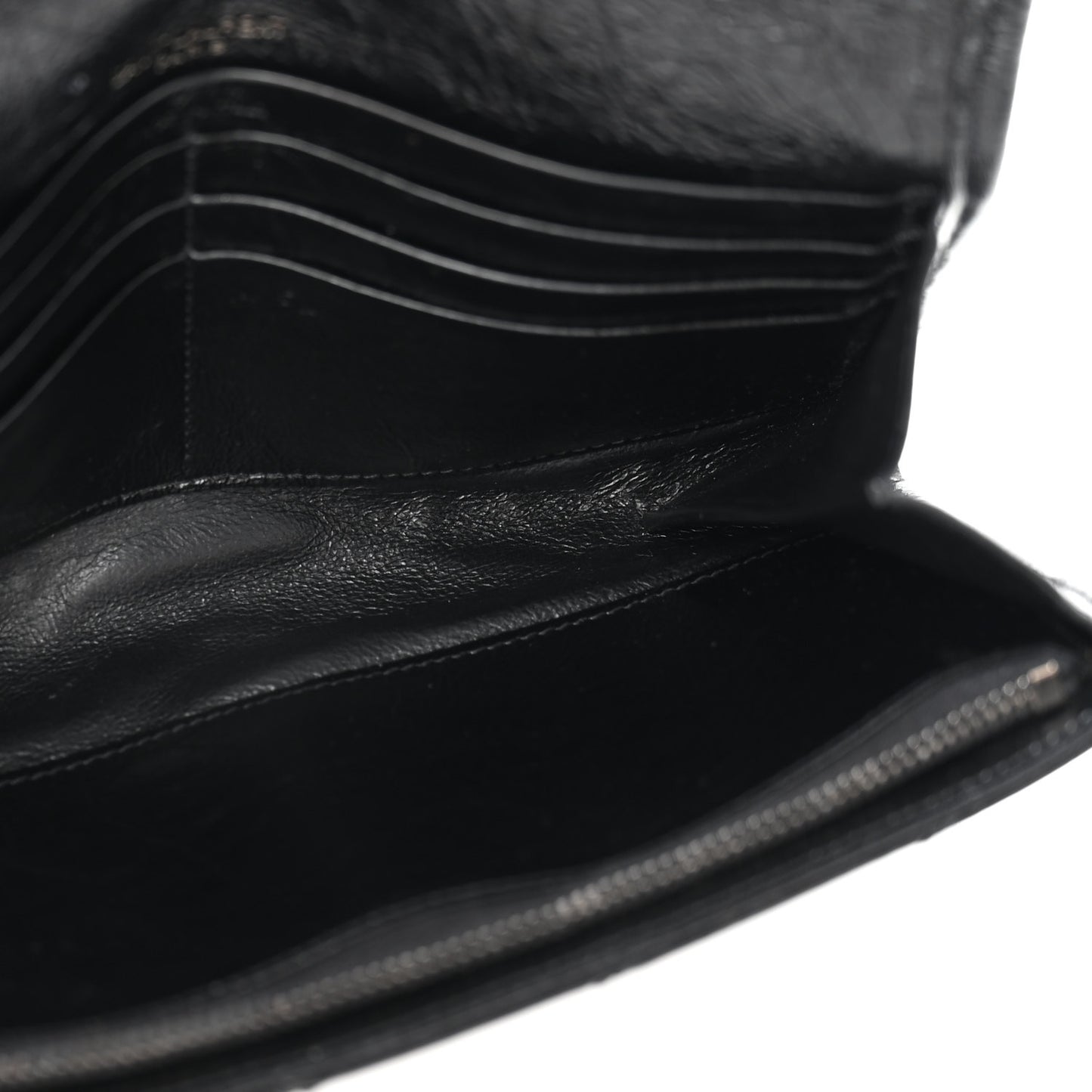 Crinkled Calfskin Matelasse Monogram Niki Wallet Black