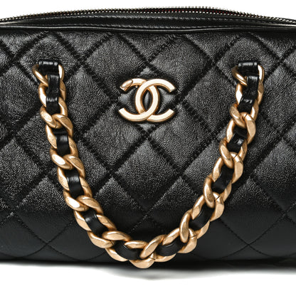 Chanel Shiny Lambskin Quilted Fashion Therapy Bowling Bag Black 14 of 25