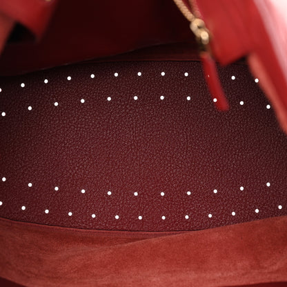 Delvaux Grained Calfskin Le Pin Tote Red 5 of 16