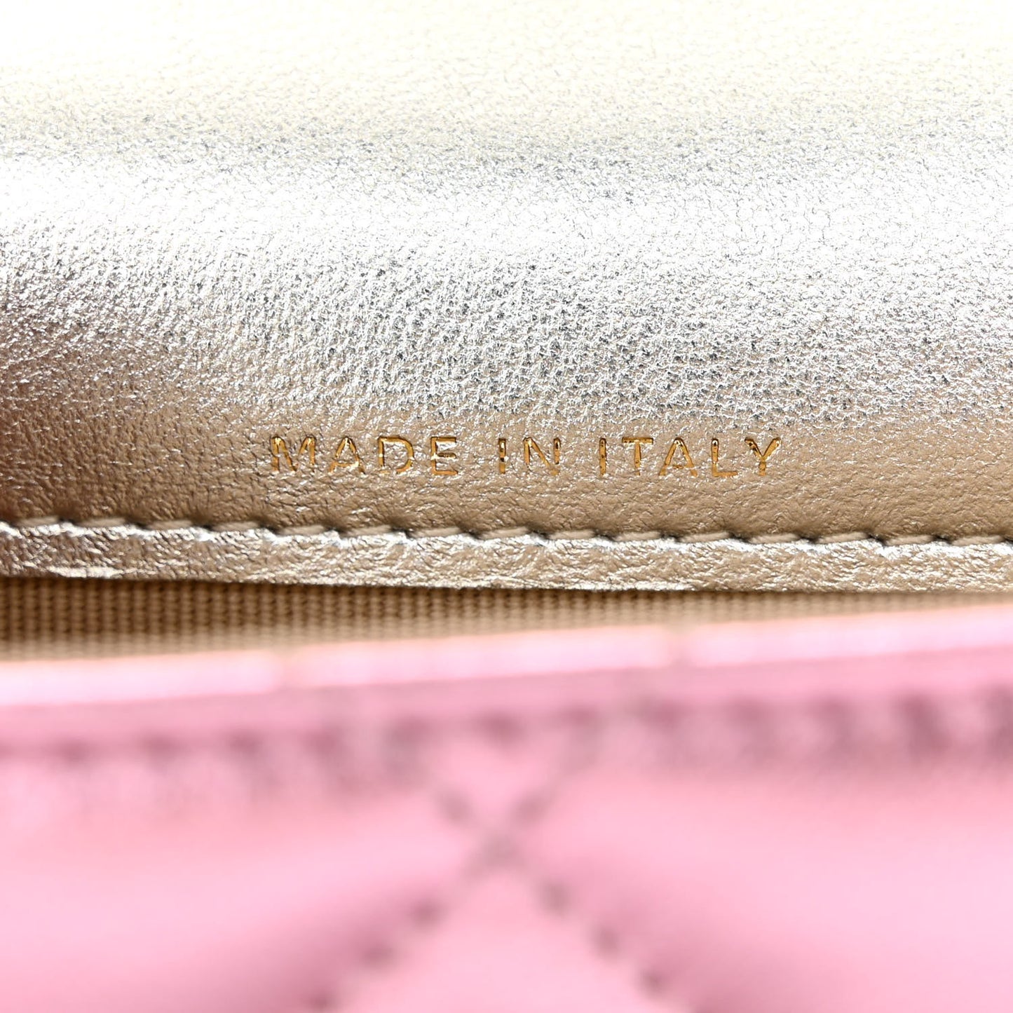 Gradient Metallic Lambskin Quilted Flap Chain Belt Bag Gold Pink