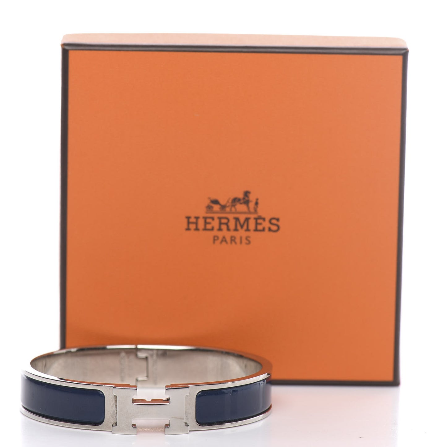 Narrow Enamel Clic Clac H Bracelet PM Bleu Nuit