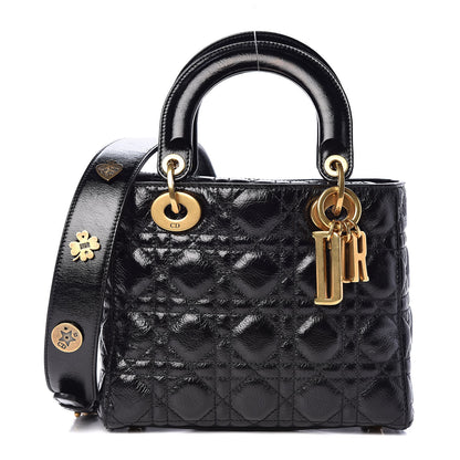 Christian Dior Crinkled Patent Cannage Small Lucky Badges My Lady Dior Black 1 of 10