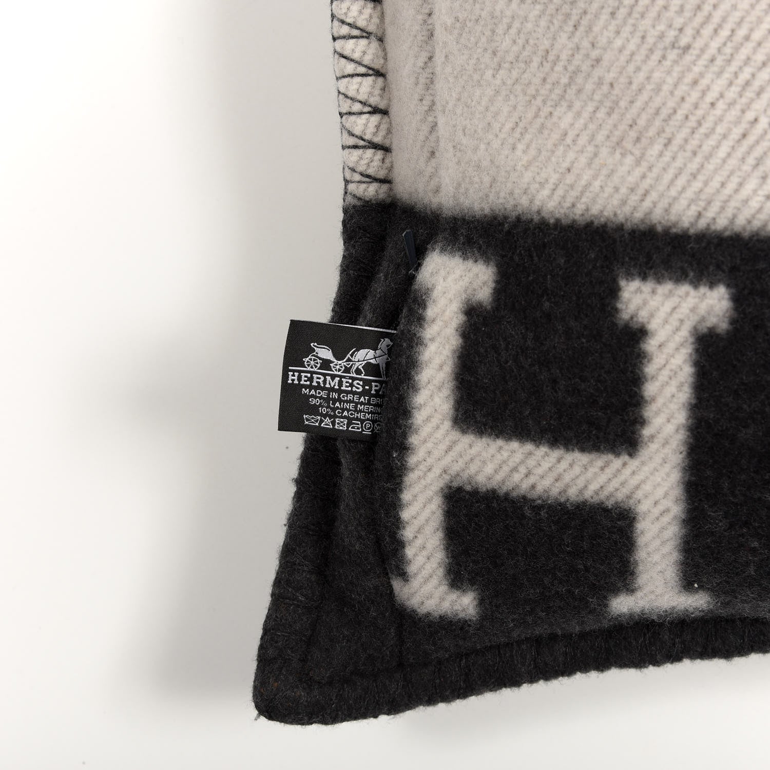 Hermes Wool Cashmere Avalon Pillow PM Ecru Gris Fonce 3 of 4