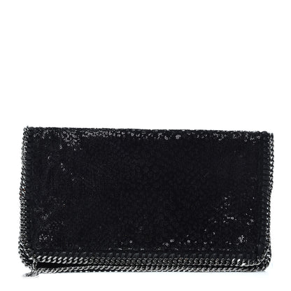 Stella McCartney Sequin Falabella Fold Over Clutch Black 1 of 6