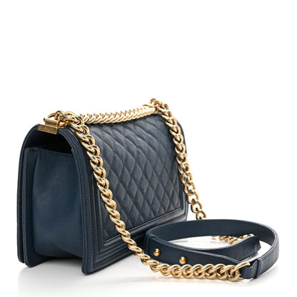 Chanel Caviar Quilted Medium Boy Flap Blue 3 of 12