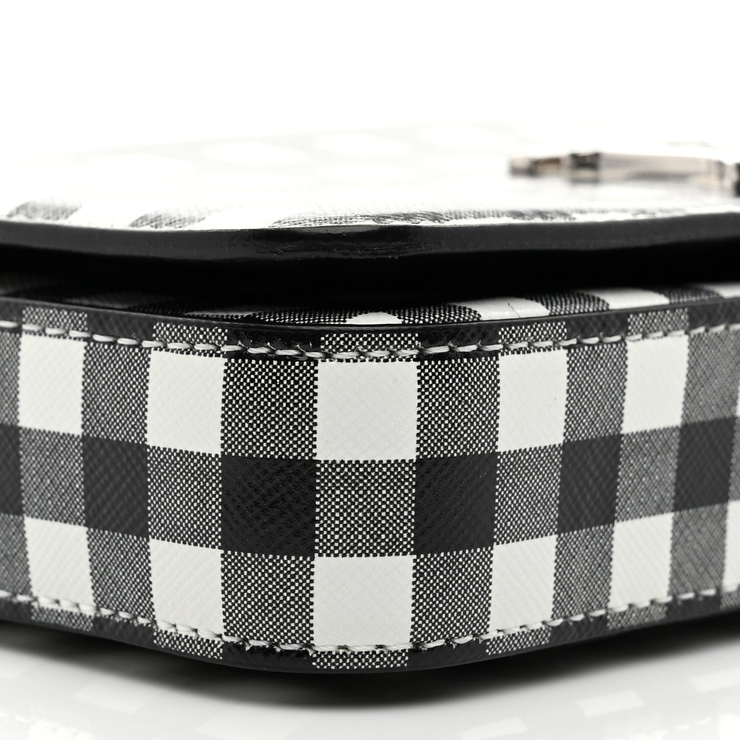 Burberry Calfskin Gingham Print Small Lola Bag Black White 9 of 10