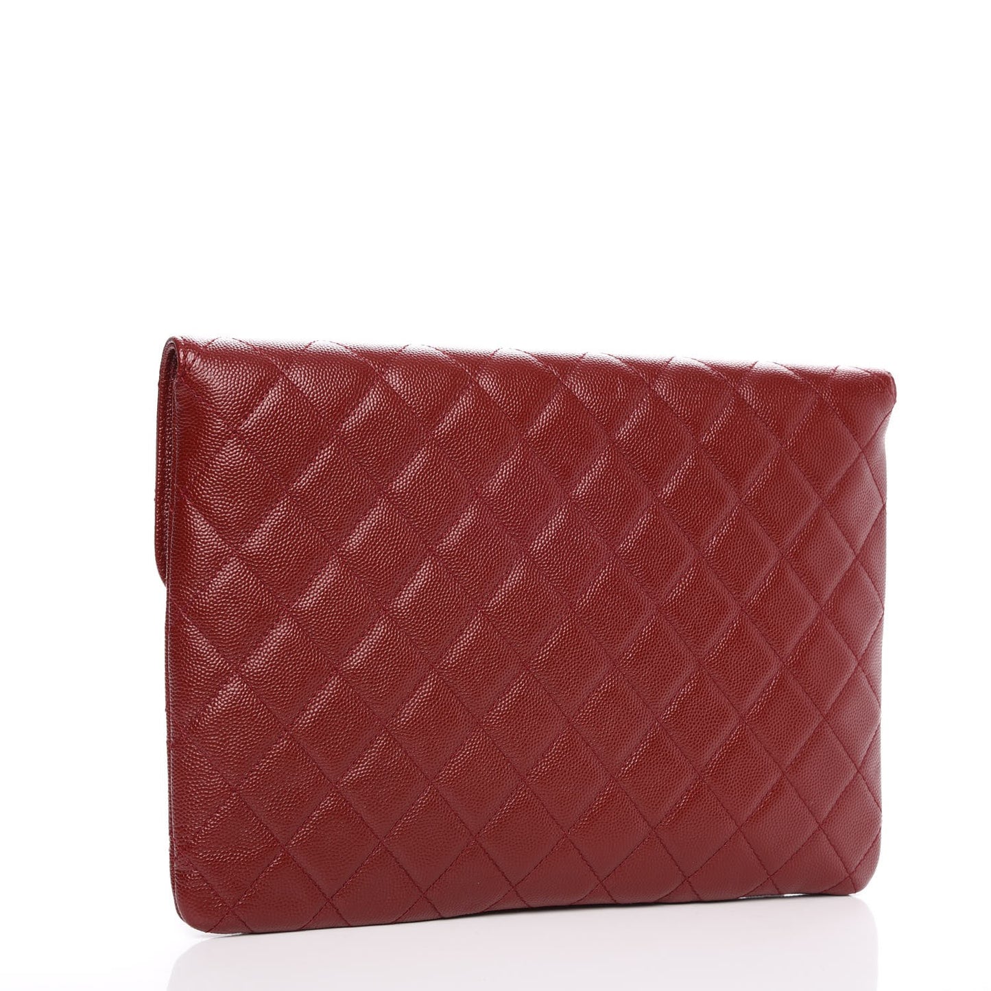 Caviar Quilted Medium Golden Class Pouch Dark Red