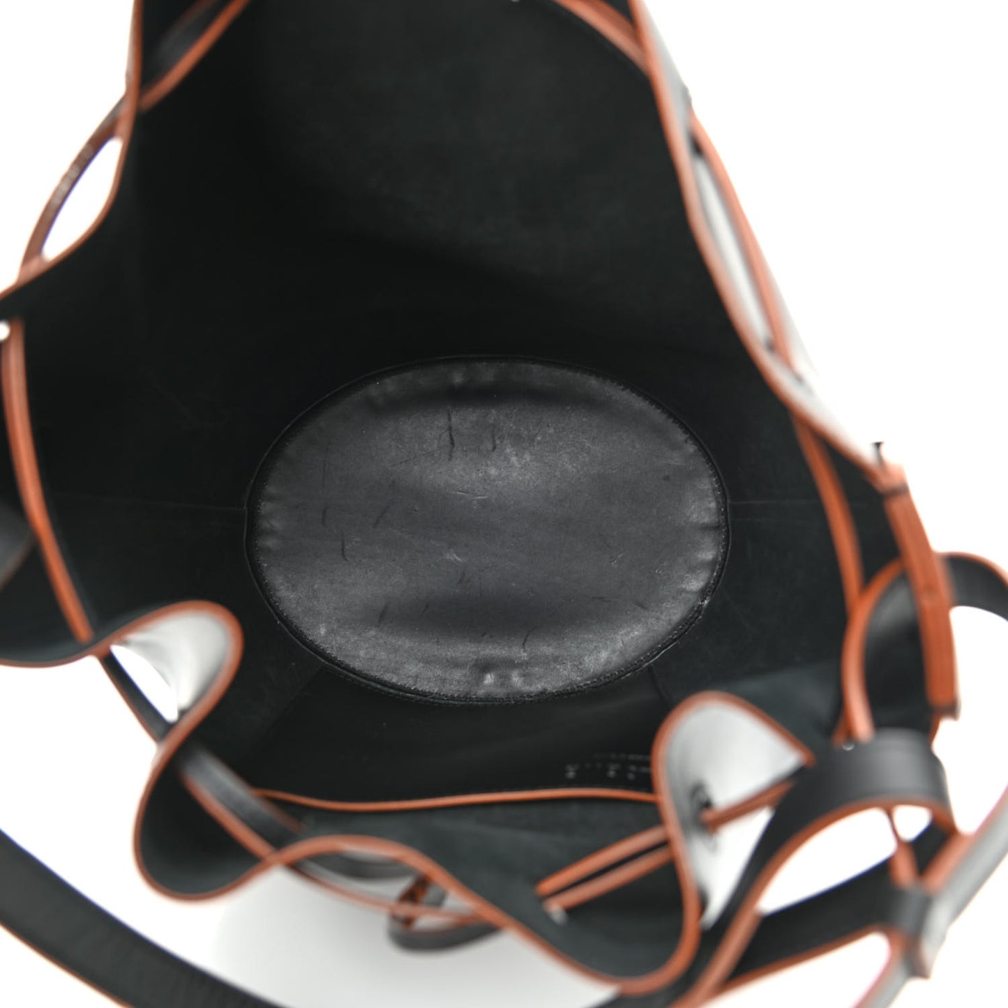 Calfskin Balloon Medium Bucket Bag Black Tan