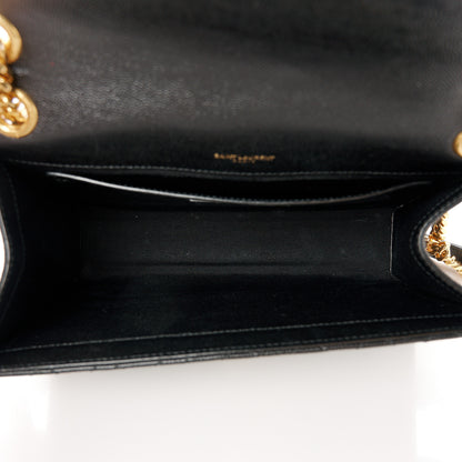 Saint Laurent Grain De Poudre Textured Mixed Matelasse Triquilt Medium Monogram Satchel Black 5 of 12