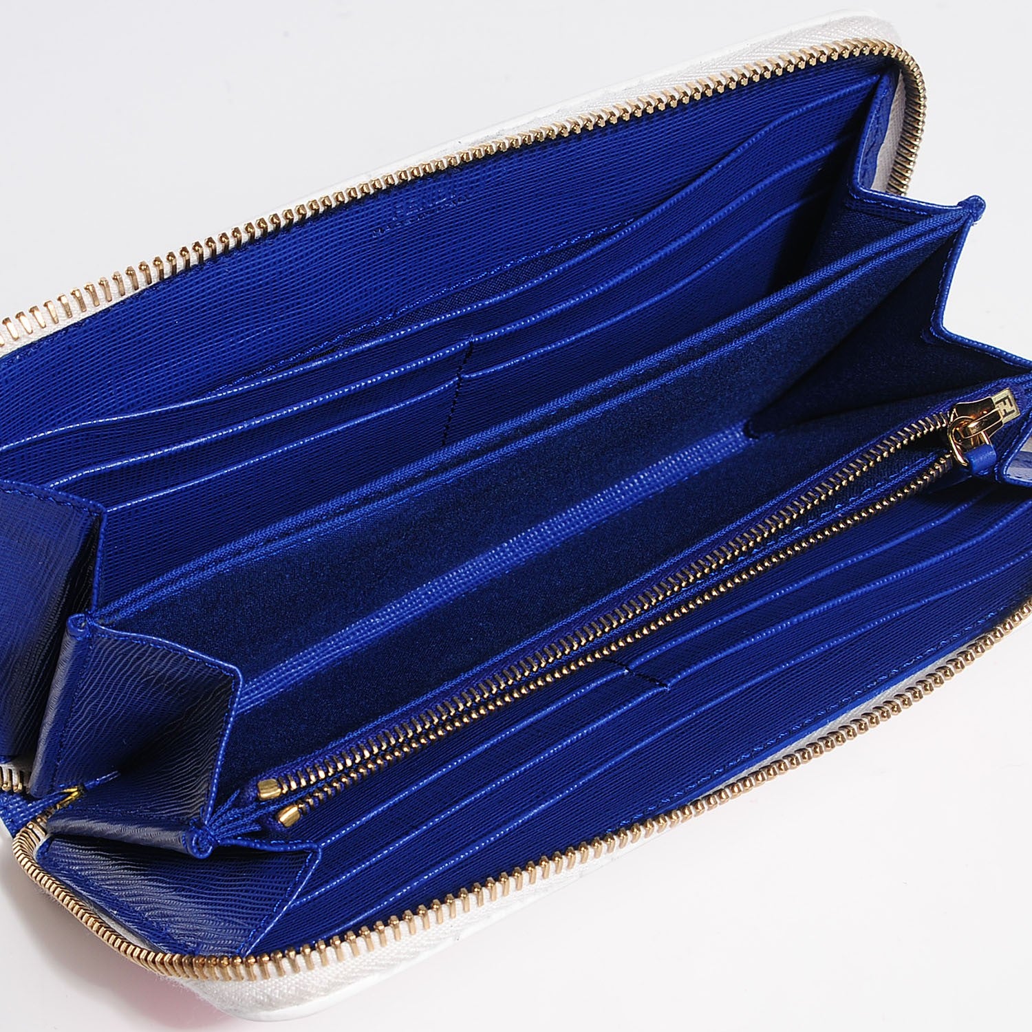 Fendi Vitello Elite Fendi Roma Simply Zip Around Wallet White Multicolor 5 of 9